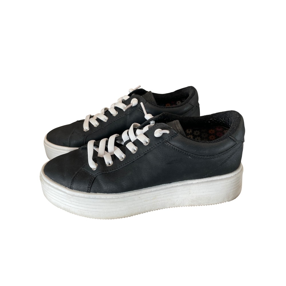 Roxy Surf Women Black Platform Sneakers Low Top Floral Insole White Laces